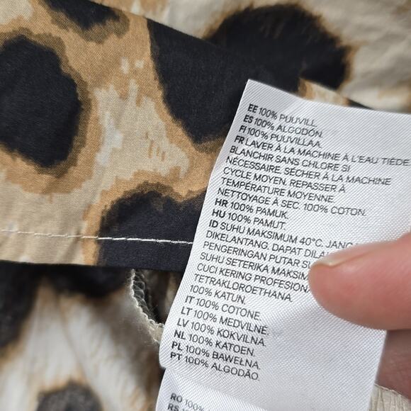 H&M Animal Print Romance Cotton Top Puff Shoulders - Picture 6 of 6